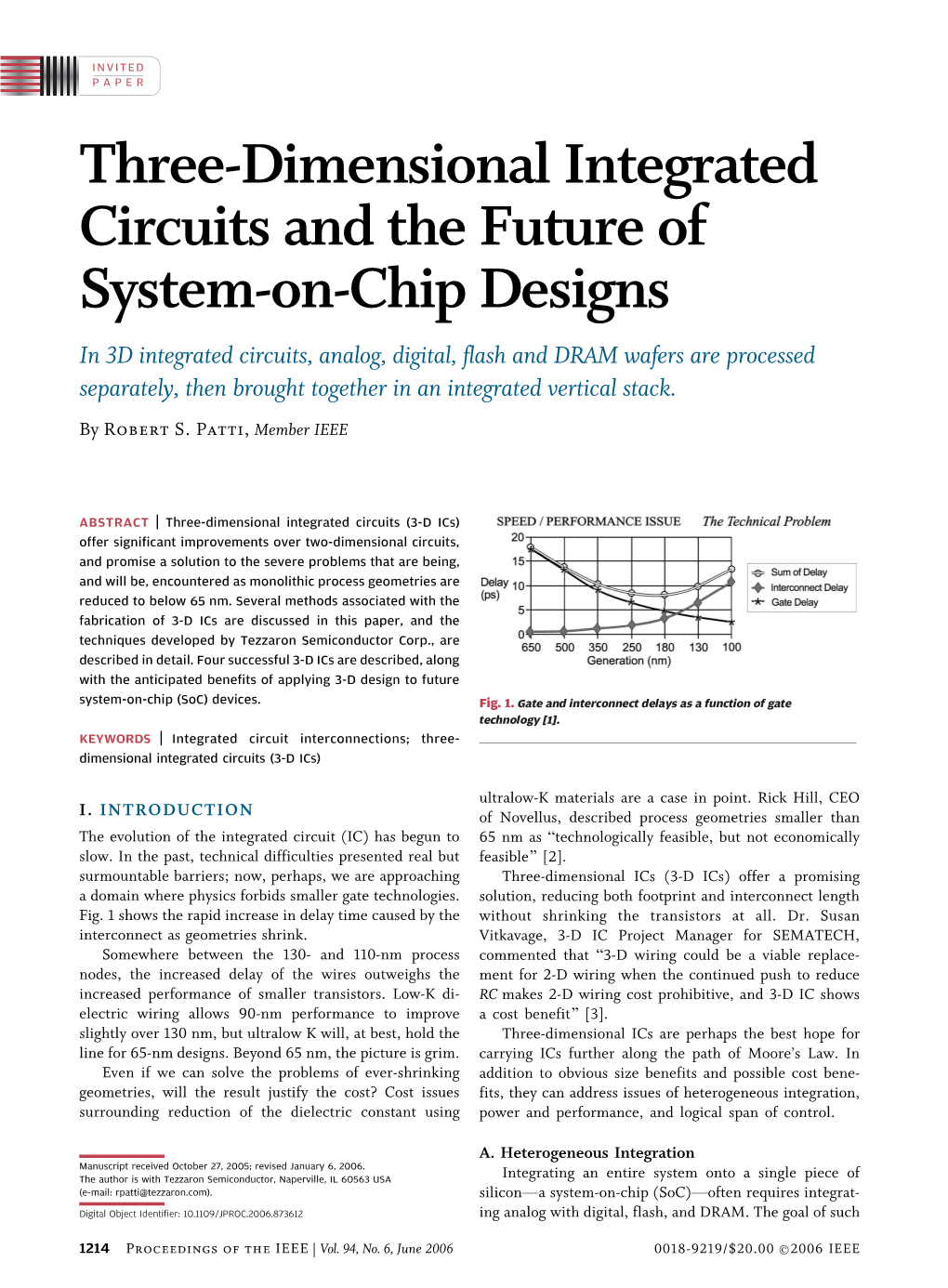 Three-Dimensional Integrated Circuits and the Future of System-On-Chip