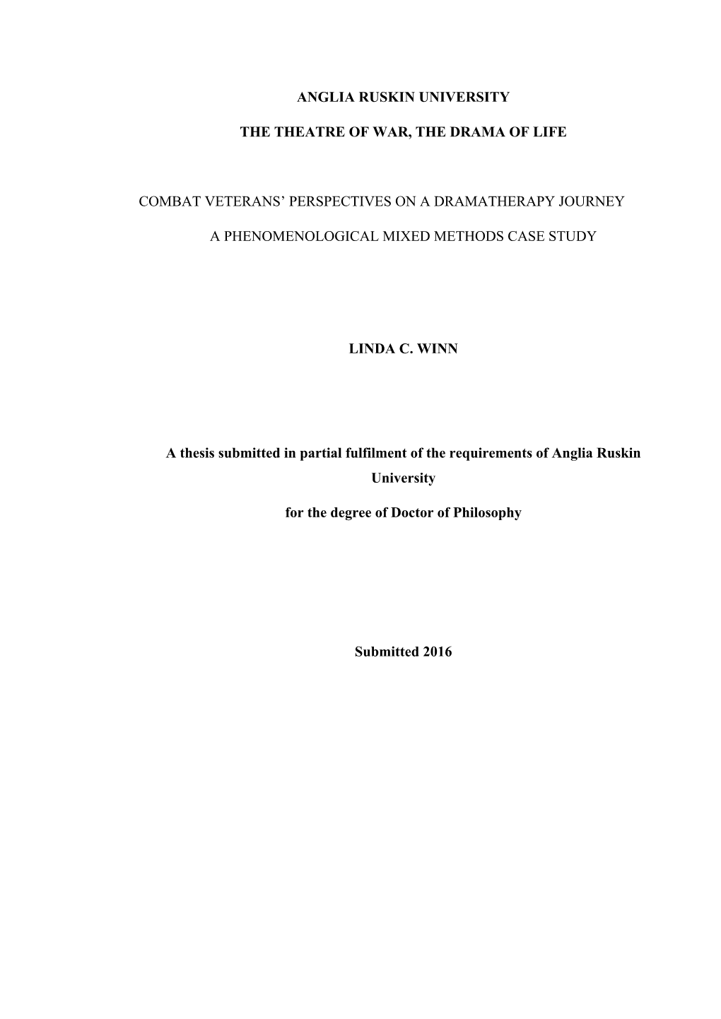 Combat Veterans' Perspectives on a Dramatherapy Journey: A