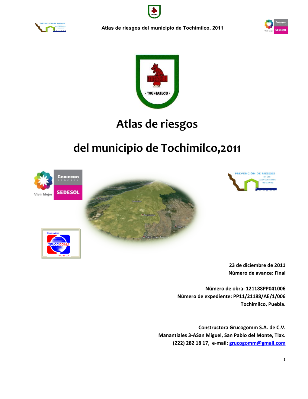 Atlas De Riesgos Del Municipio De Tochimilco,2011