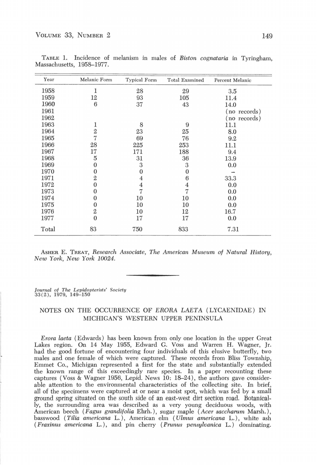 Notes on the Occurrence of Erora Laeta (Lycaenidae) in Michigan's Western Upper Peninsula