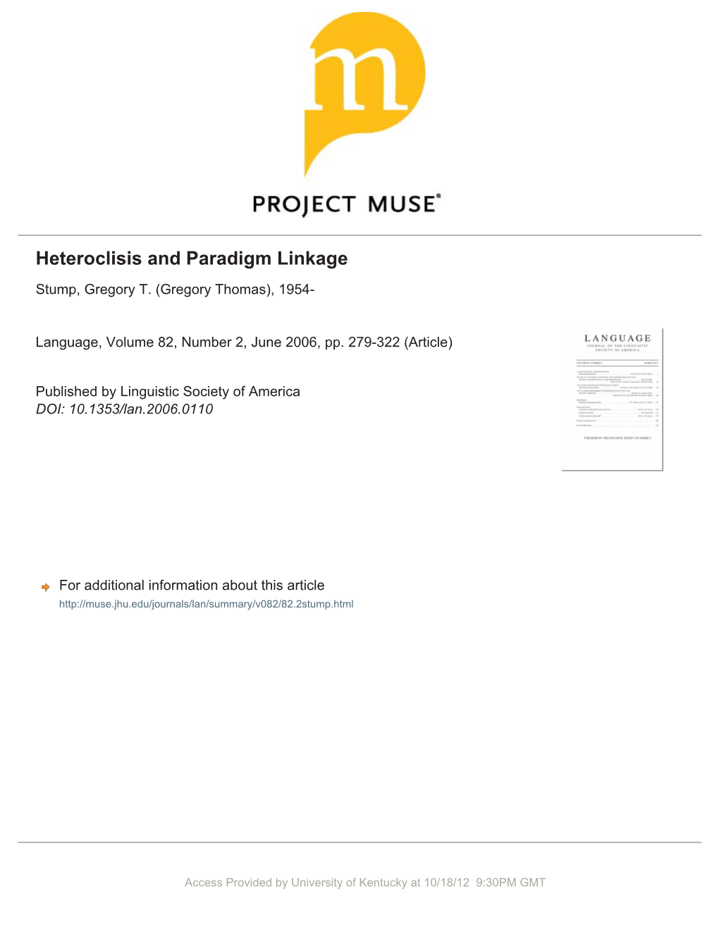 Heteroclisis and Paradigm Linkage