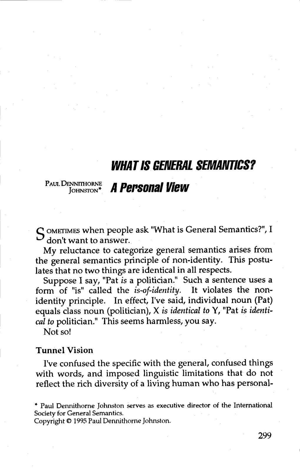 What Is General Semantics?