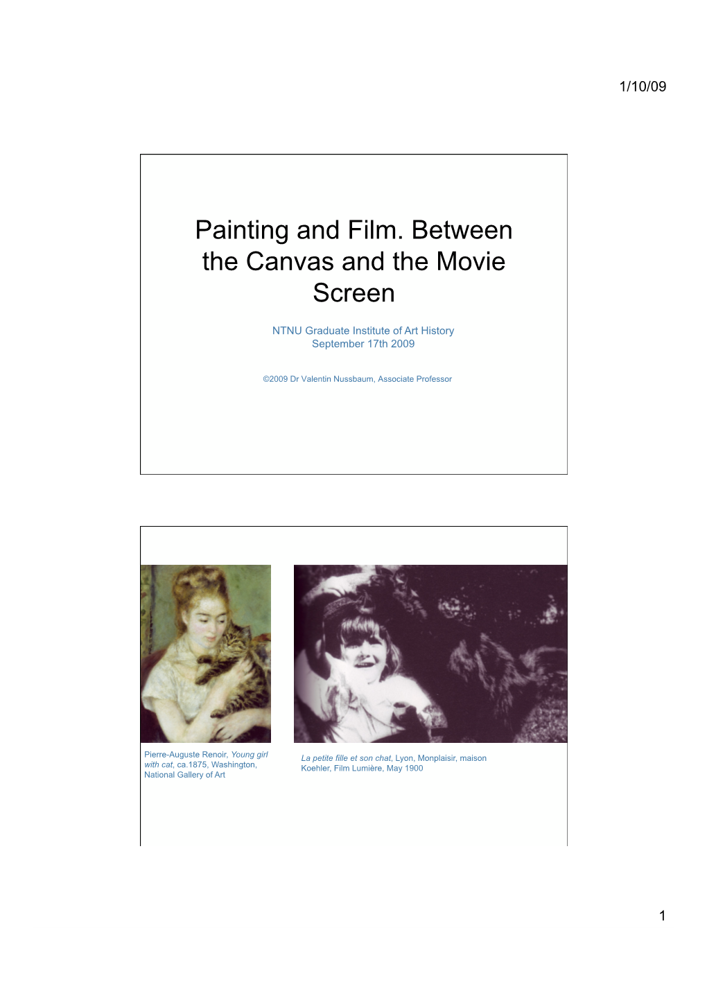 Painting and Film. Between the Canvas and the Movie Screen