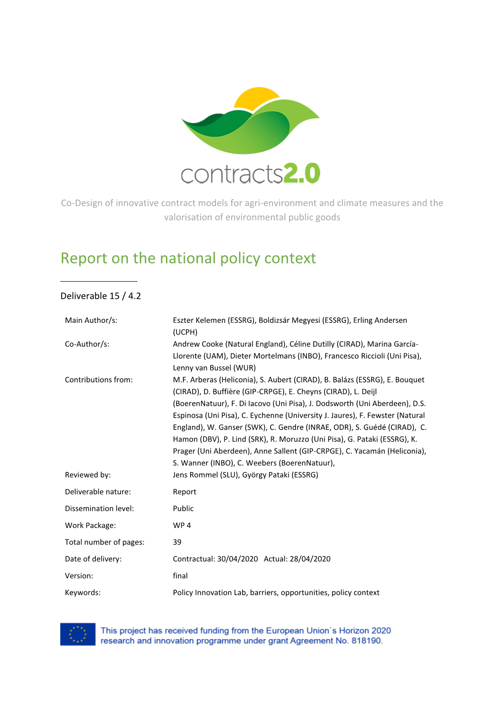 Report on the National Policy Context