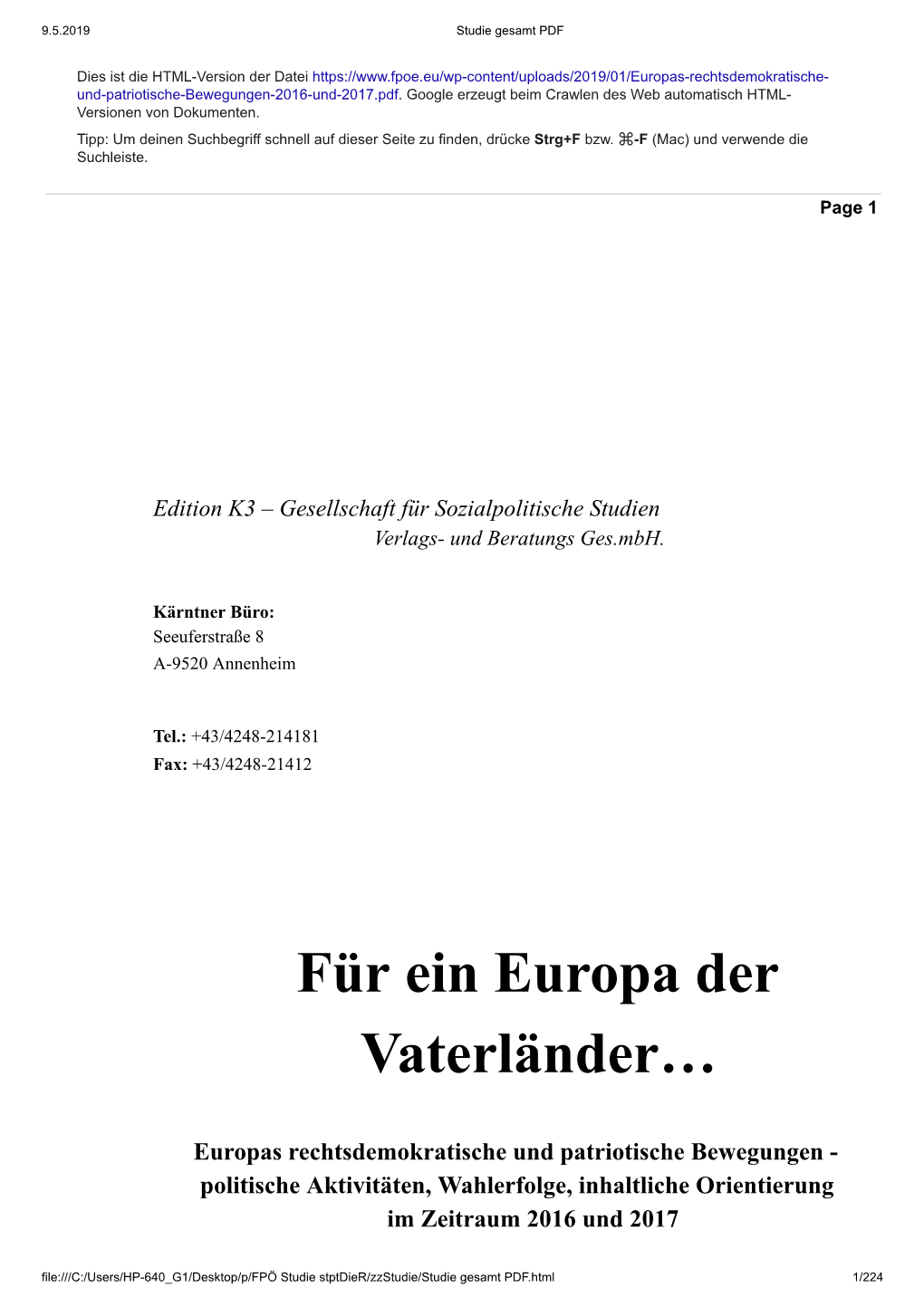 Für Ein Europa Der Vaterländer…