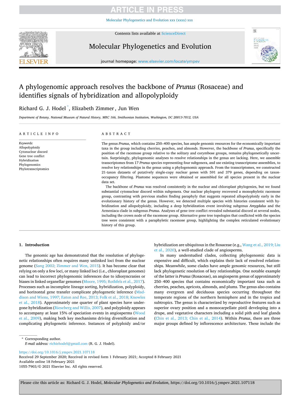 A Phylogenomic Approach Resolves the Backbone of Prunus (Rosaceae) and Identifies Signals of Hybridization and Allopolyploidy