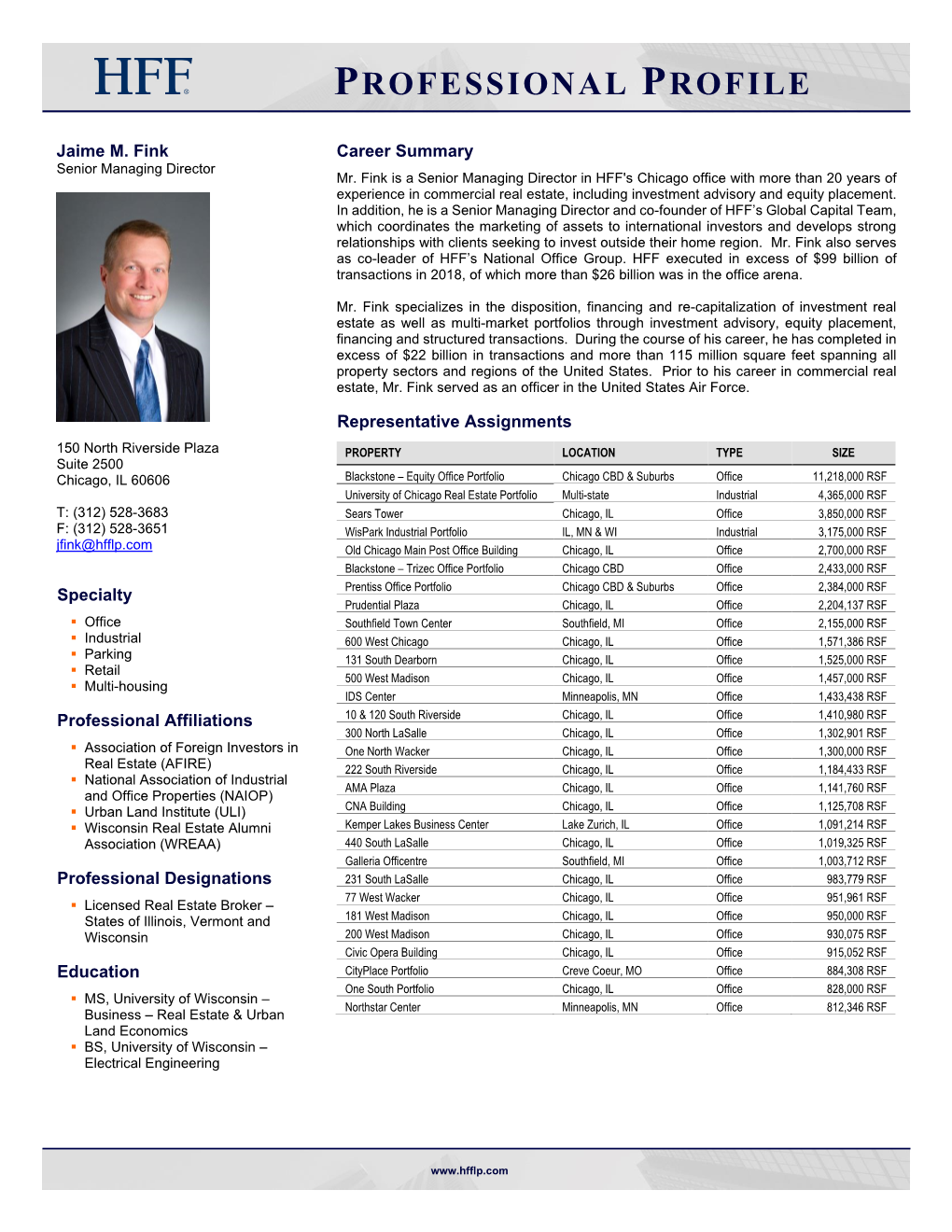 Jaime M. Fink Career Summary Senior Managing Director Mr