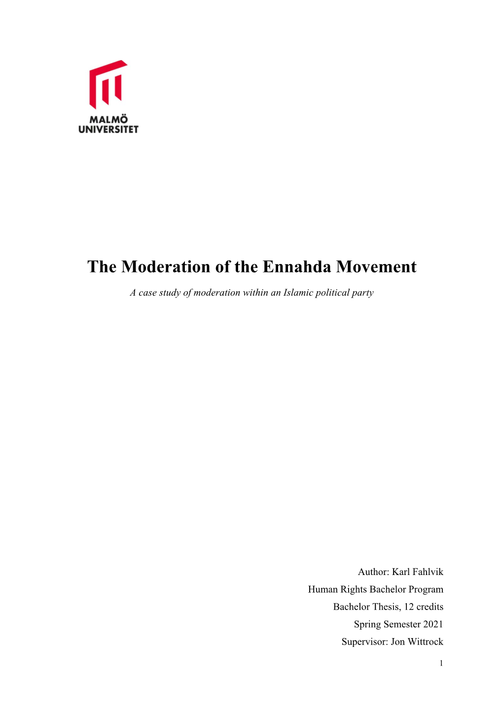 The Moderation of the Ennahda Movement