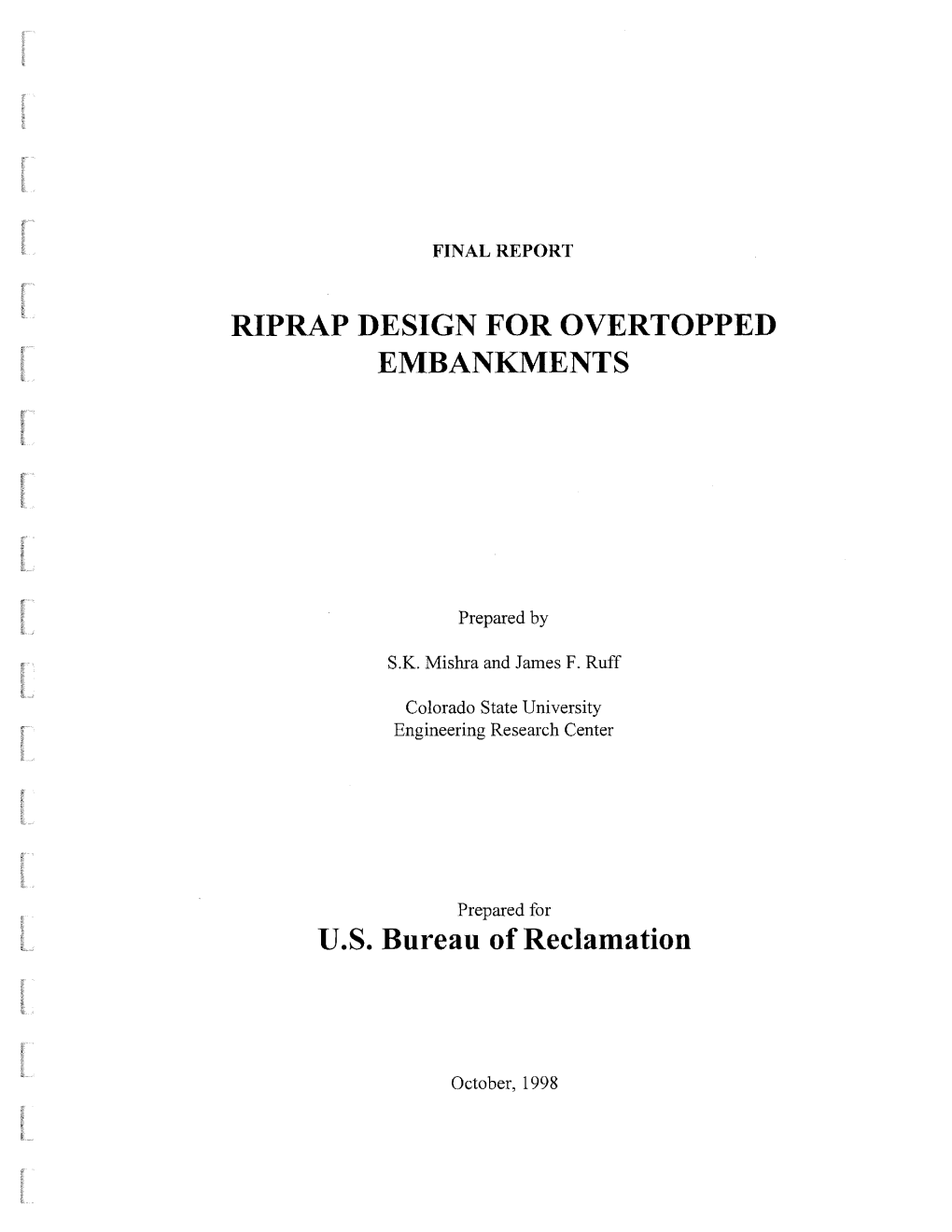 Riprap Design for Overtopped Embankments