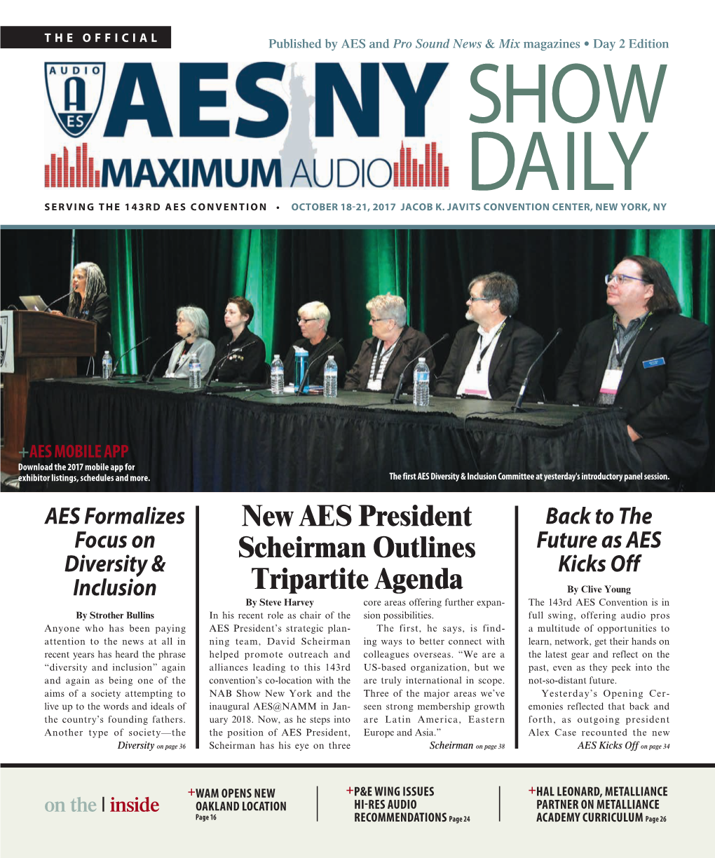 New AES President Scheirman Outlines Tripartite Agenda