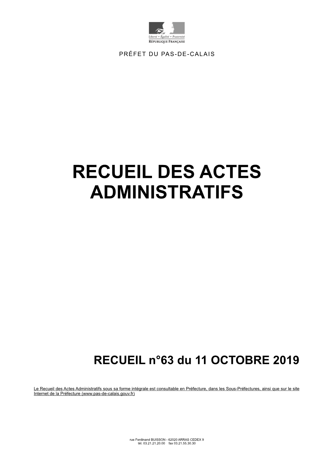 Recueil Des Actes Administratifs