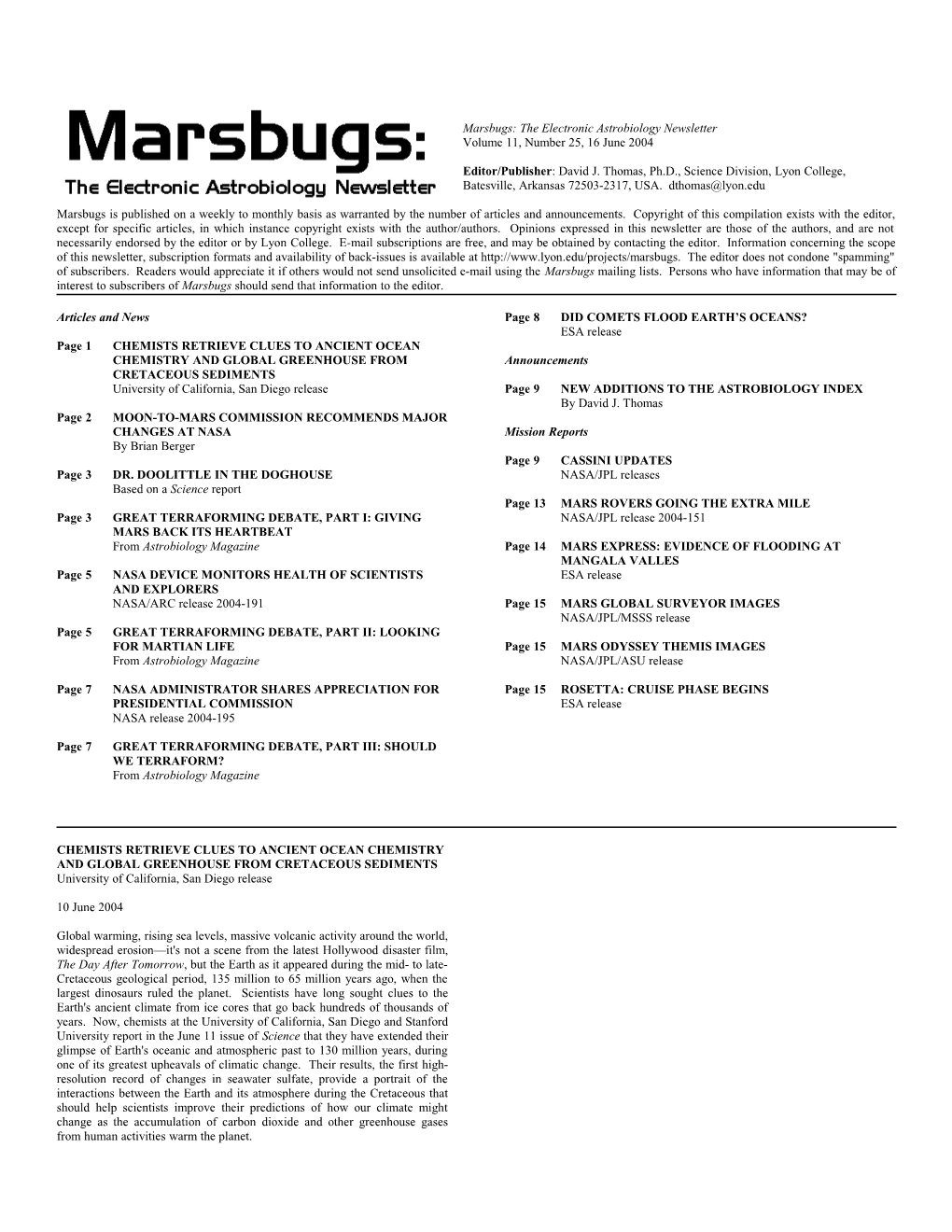 Marsbugs Vol. 11, No. 25