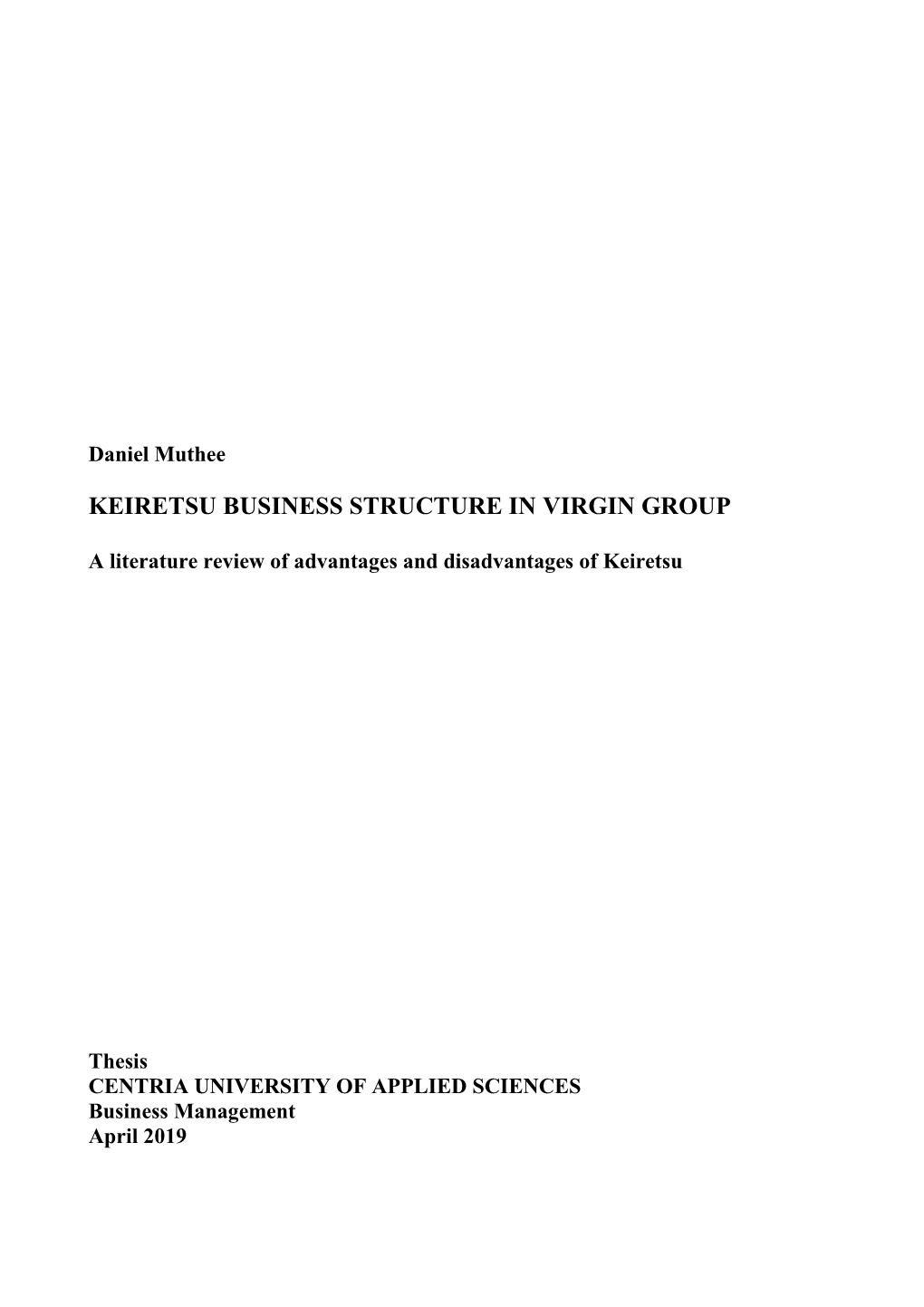 Keiretsu Business Structure in Virgin Group