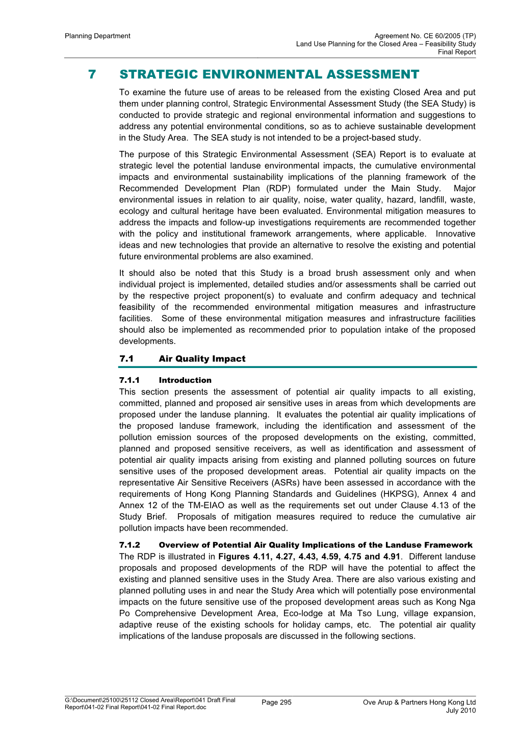 Chapter 7 Strategic Environmental Assessment