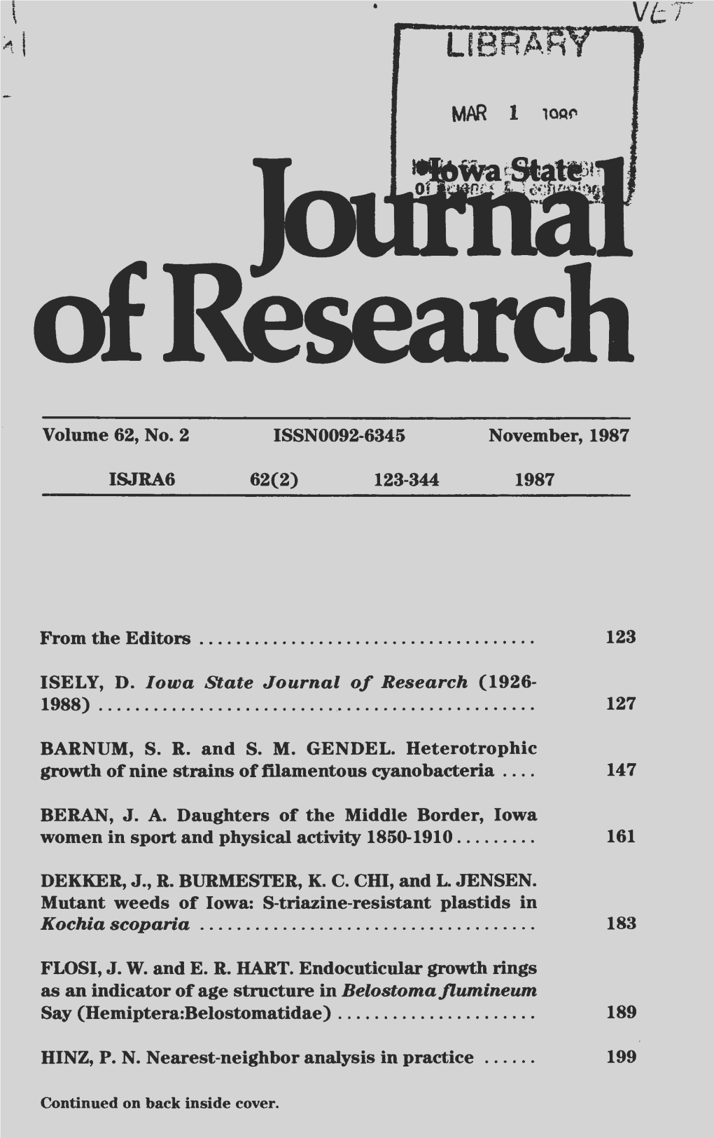 Iowa State Journal of Research 62.2