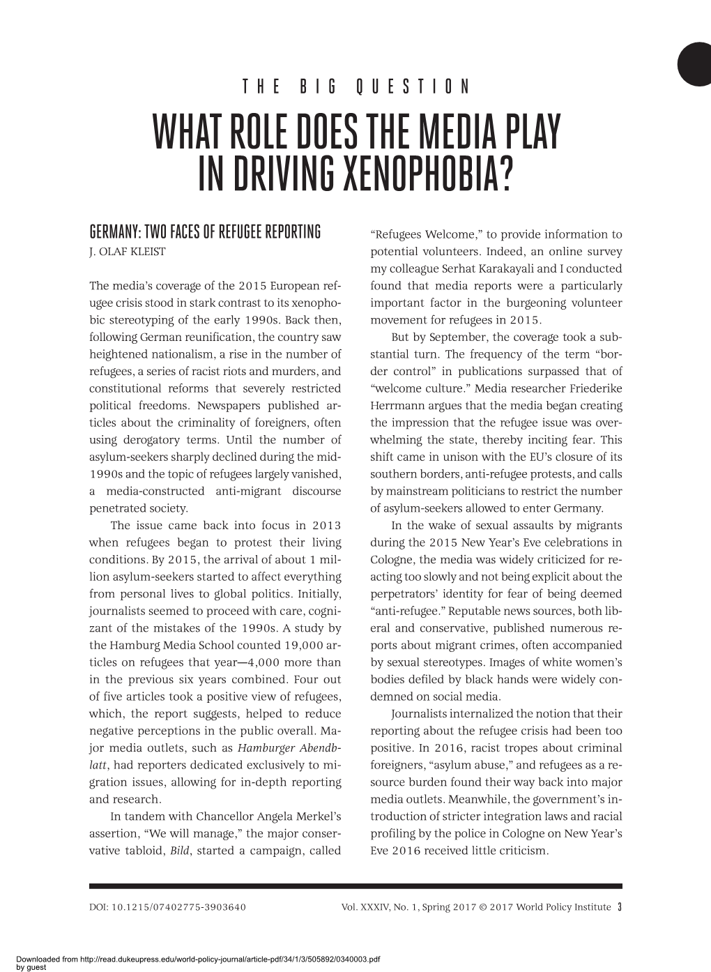 The Big Question What Role Does the Media Play in Driving Xenophobia?