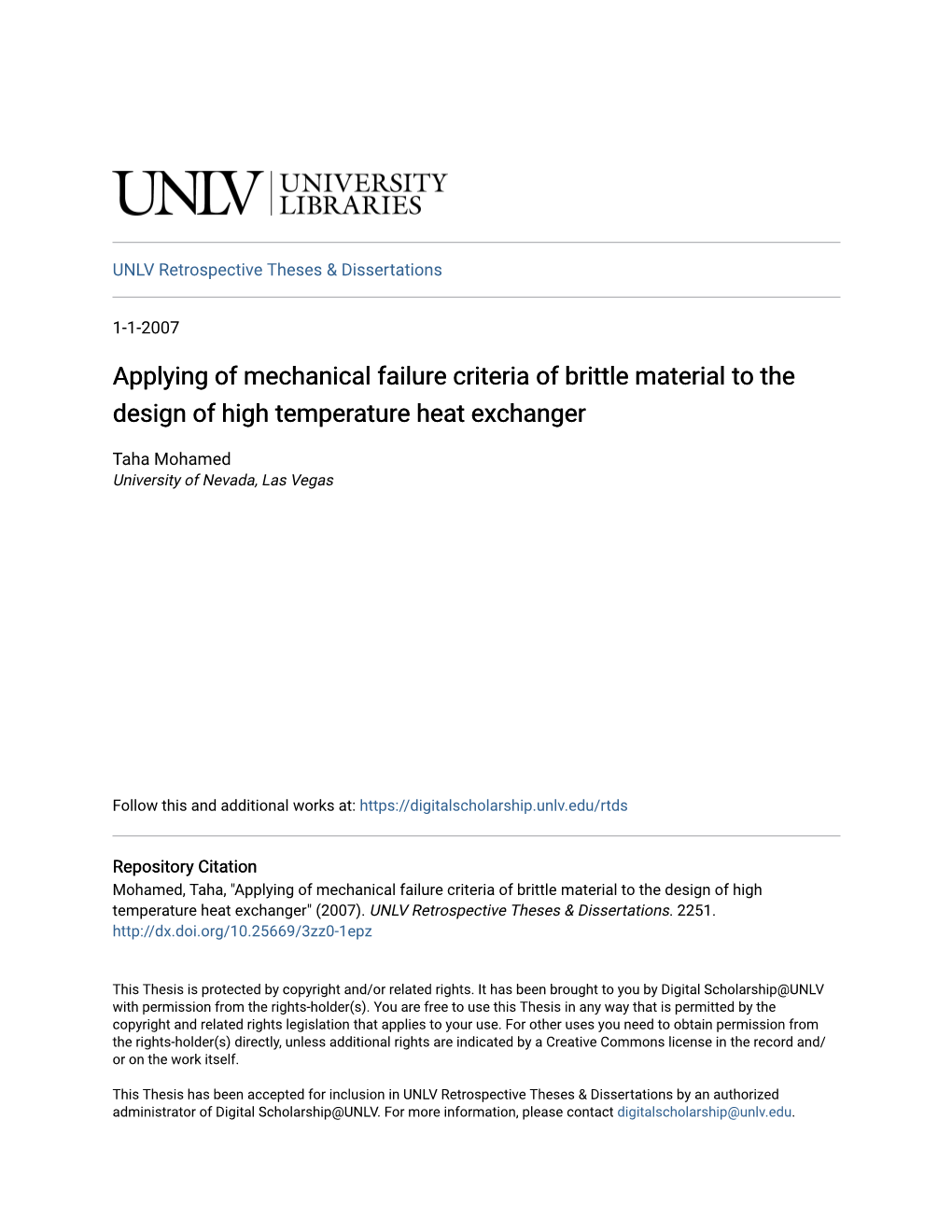 Applying of Mechanical Failure Criteria of Brittle Material to the Design of High Temperature Heat Exchanger