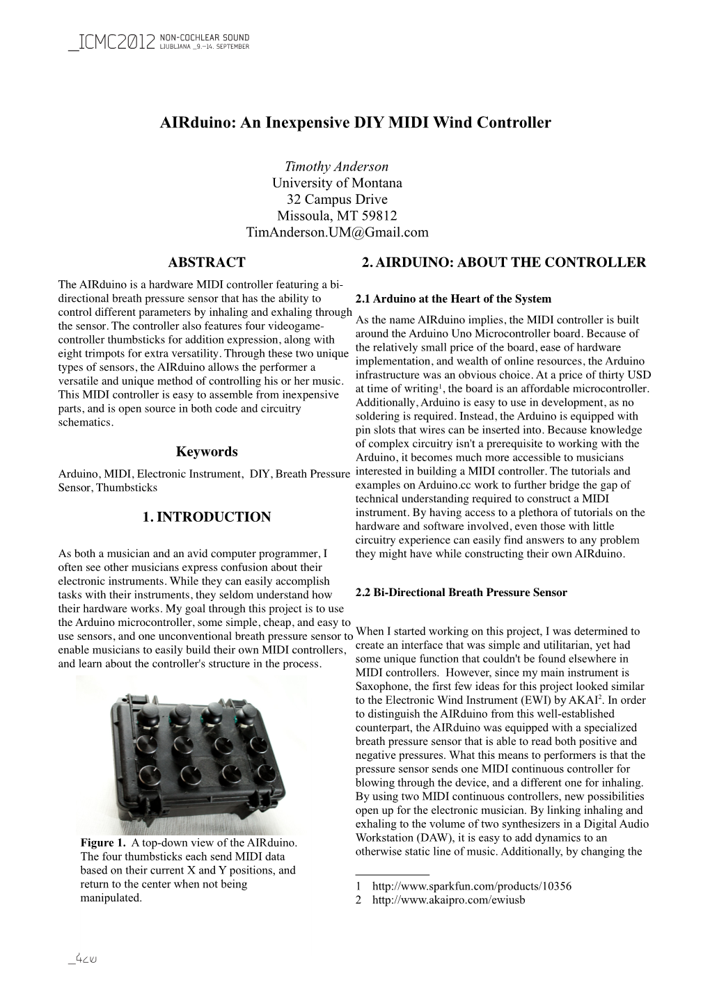 An Inexpensive DIY MIDI Wind Controller Synthesizer to Another