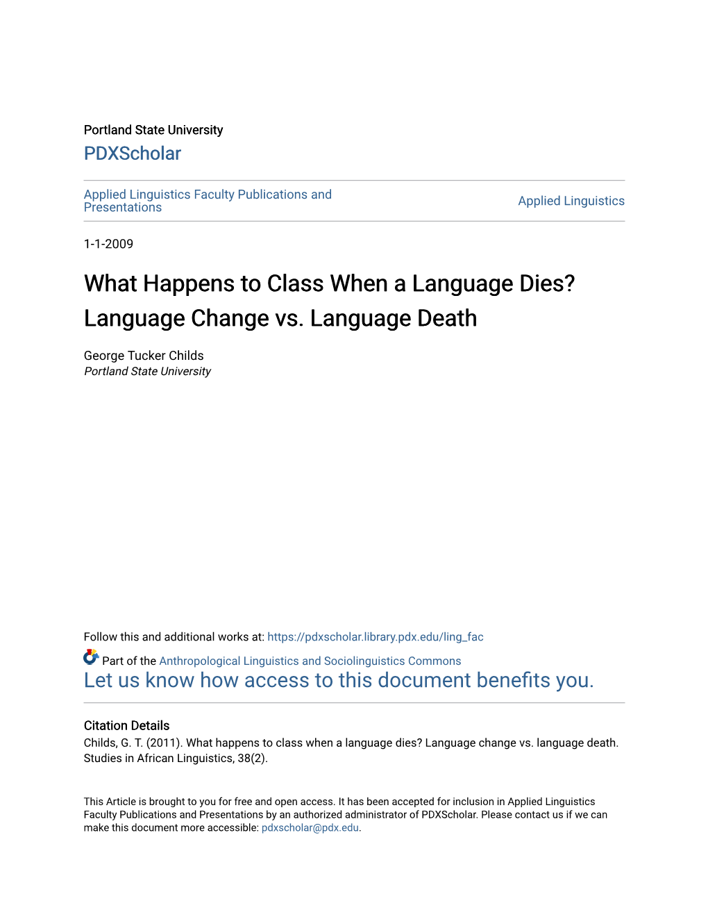 Language Change Vs. Language Death