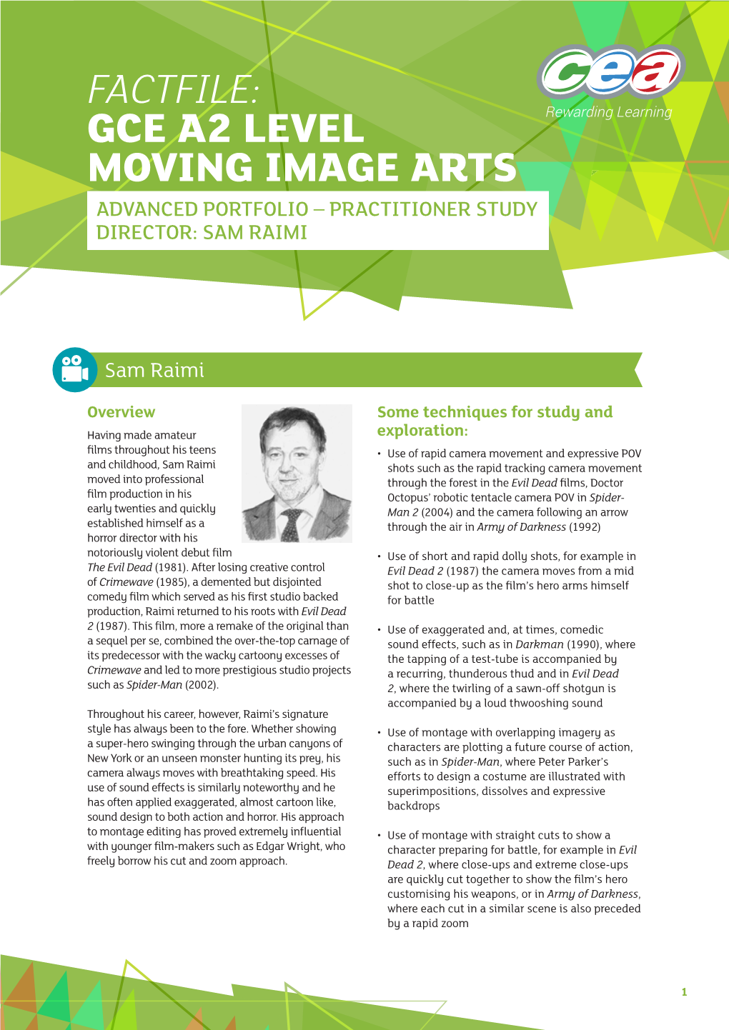 Gce A2 Level Moving Image Arts Advanced Portfolio – Practitioner Study Director: Sam Raimi