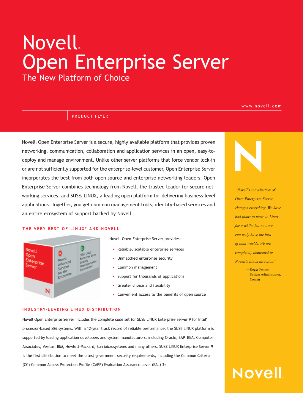 Novell Open Enterprise Server Product Flyer