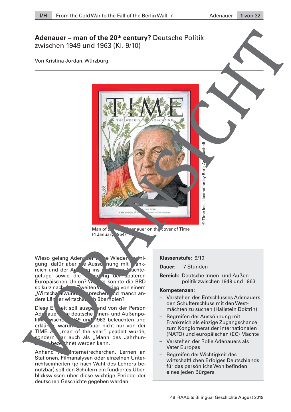 Adenauer – Man of the 20Th Century? Deutsche Politik Zwischen 1949 Und 1963 (Kl