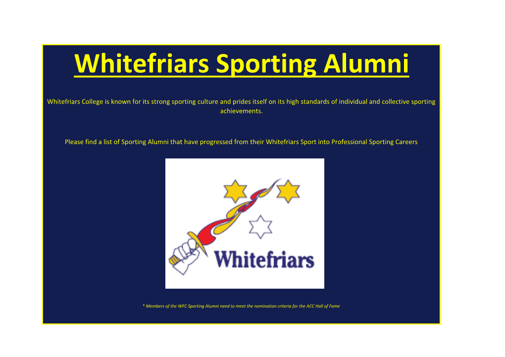 Whitefriars Sporting Alumni