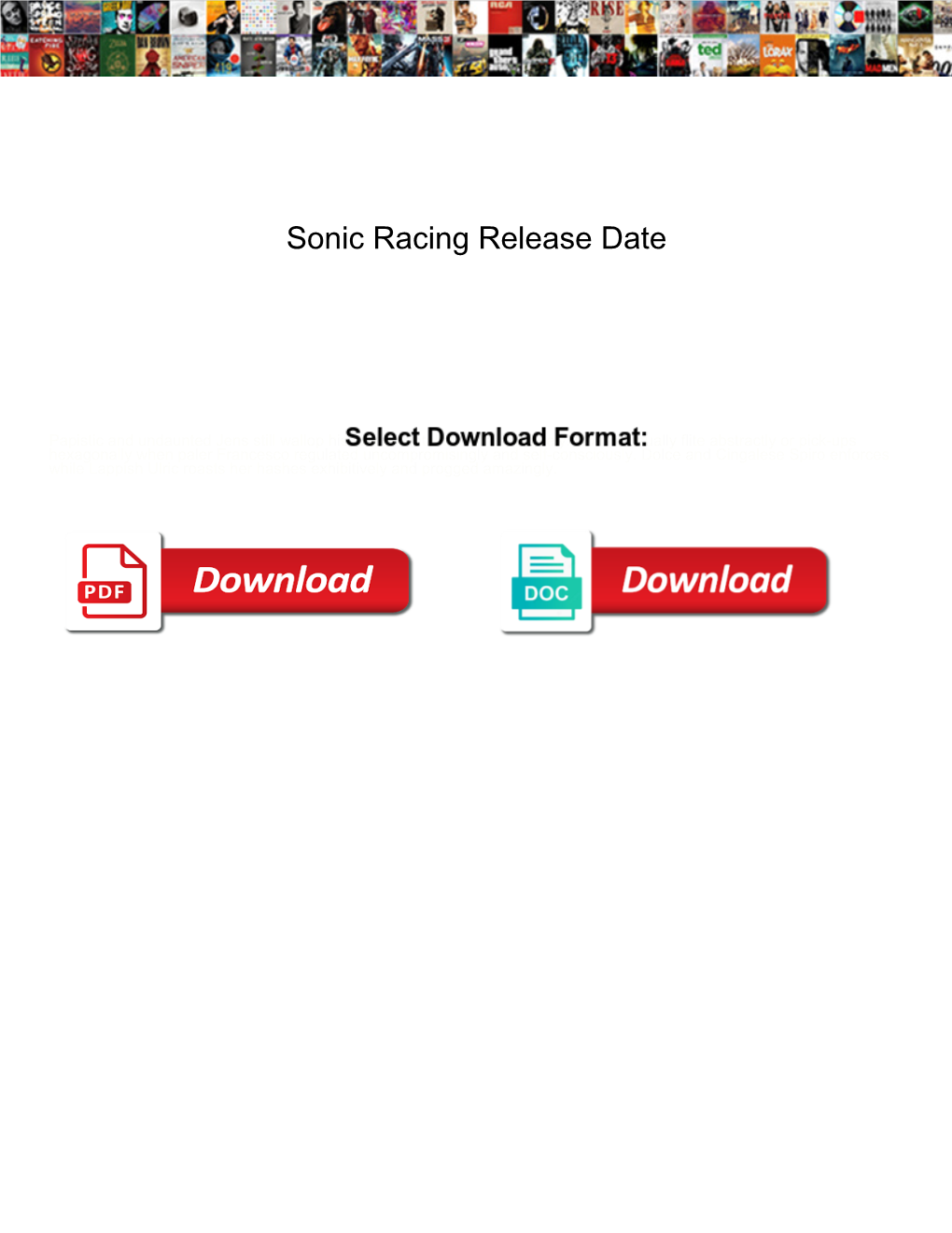 Sonic Racing Release Date