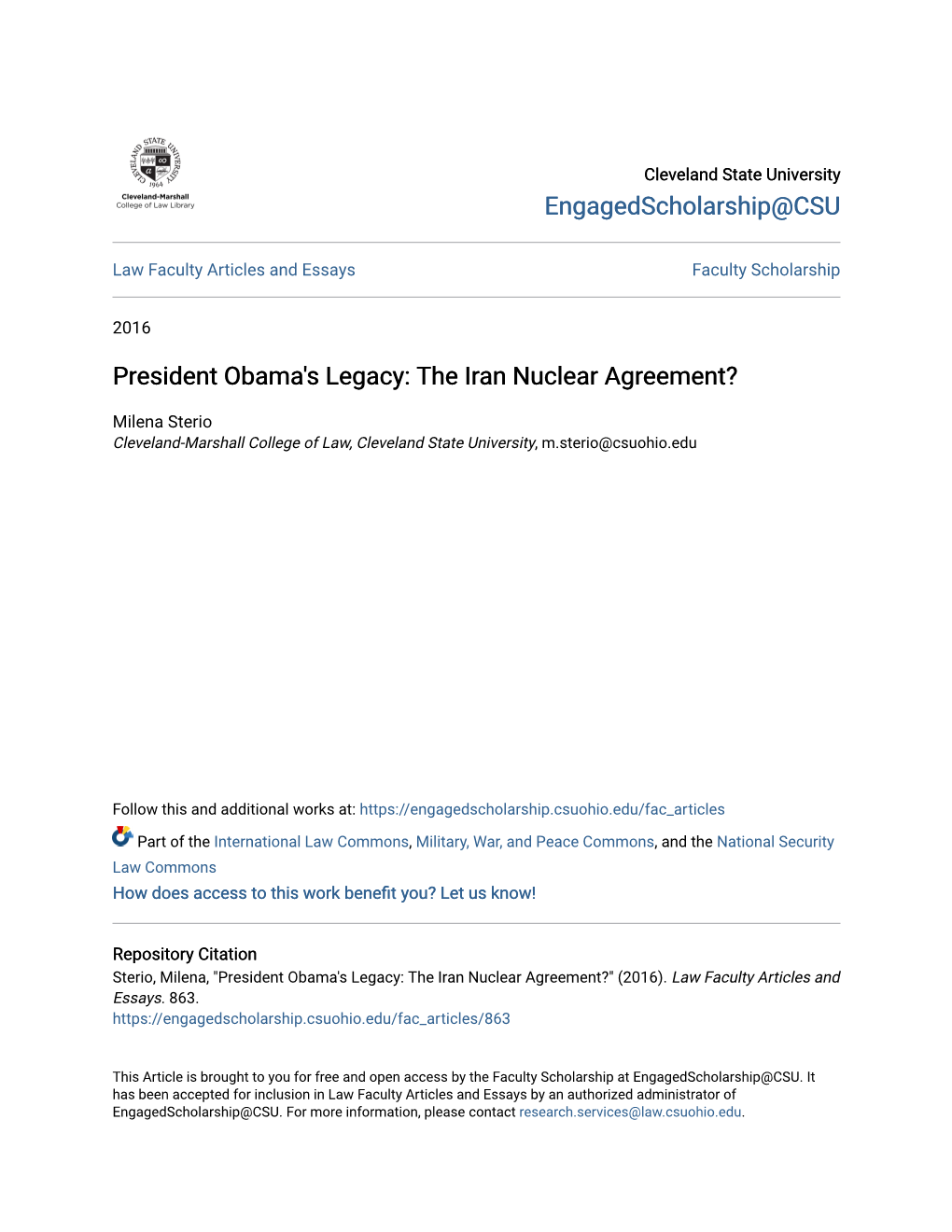 The Iran Nuclear Agreement?