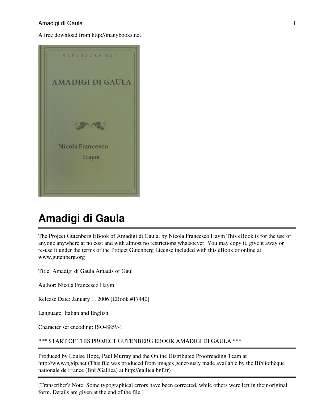 Amadigi Di Gaula 1 a Free Download From
