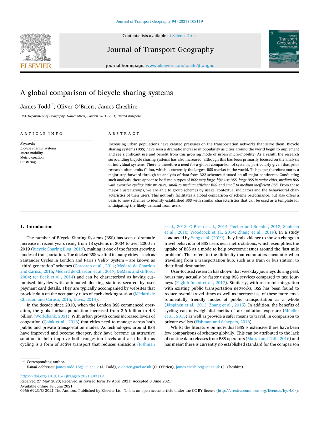 A Global Comparison of Bicycle Sharing Systems