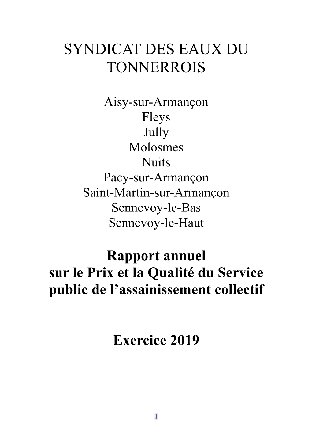 Rapport Annuel Sur Le Prix Et La Qualité Du Service De L