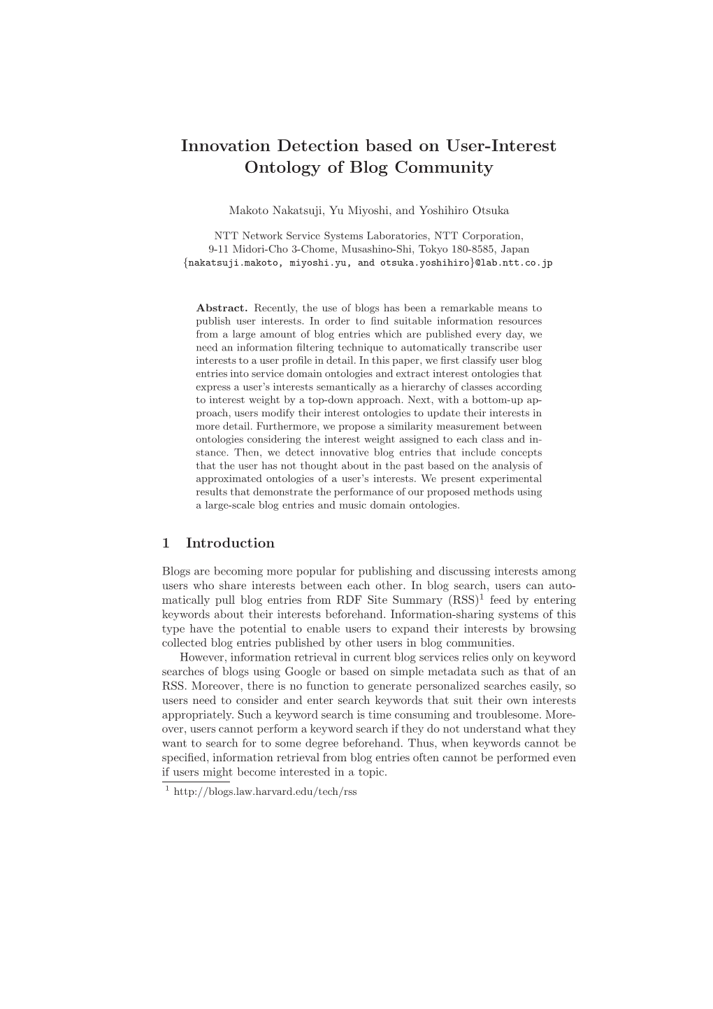 Innovation Detection Based on User-Interest Ontology of Blog Community