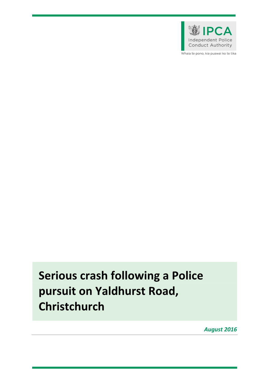 Serious Crash Following a Police Pursuit on Yaldhurst Road, Christchurch