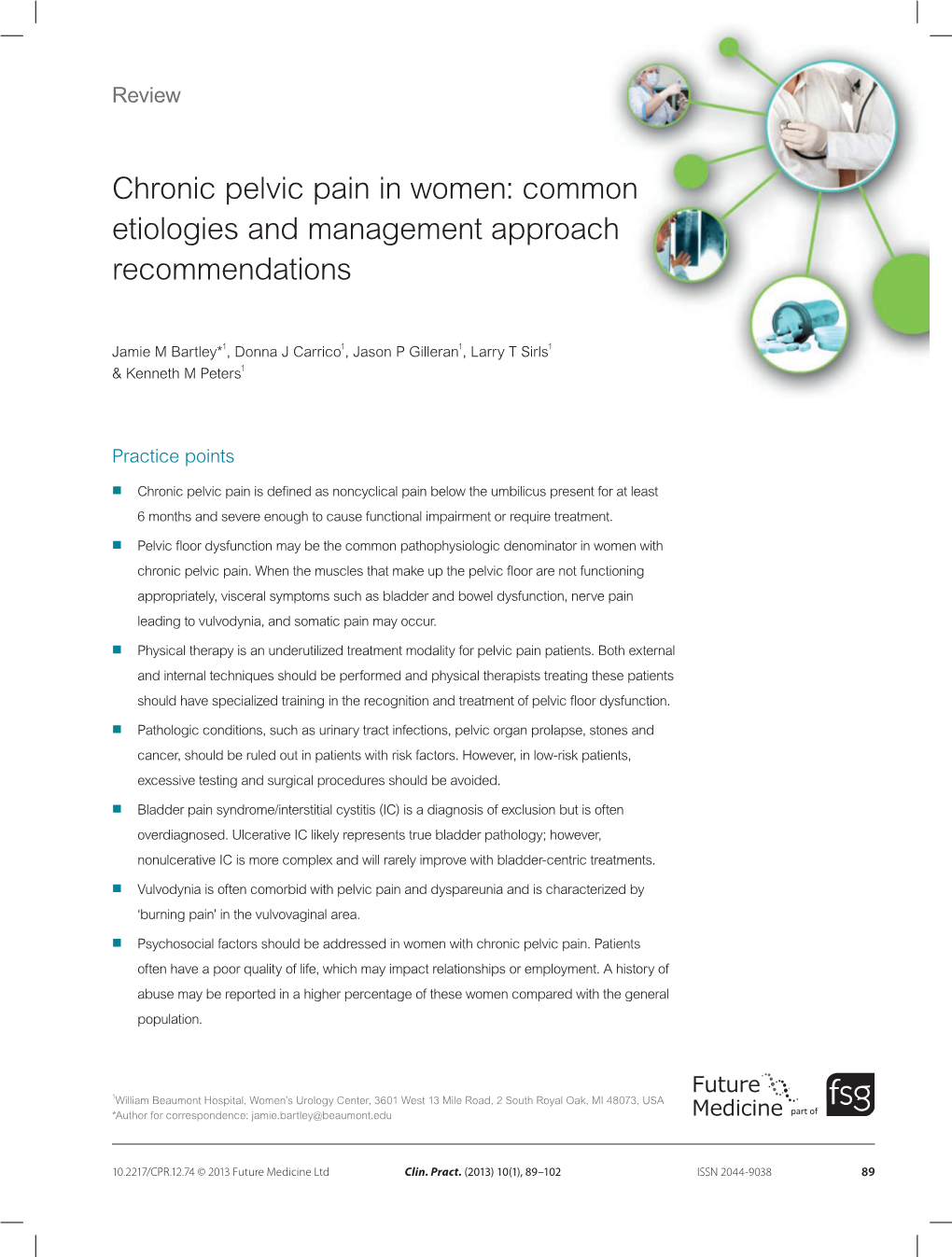 Chronic Pelvic Pain in Women: Common Etiologies and Management Approach Recommendations