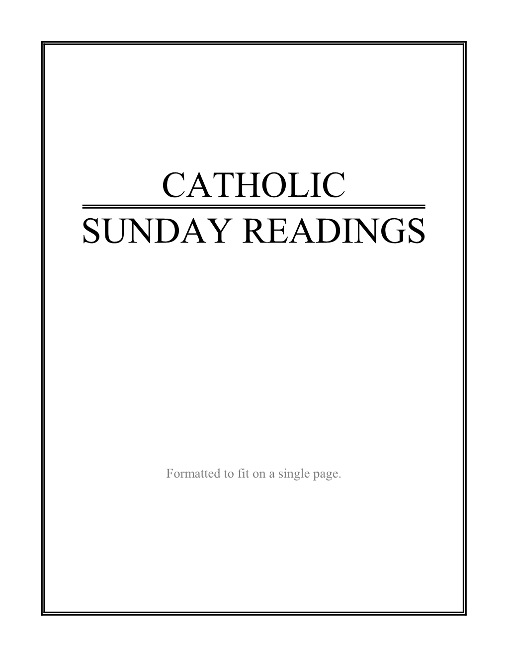 Catholic Sunday Readings