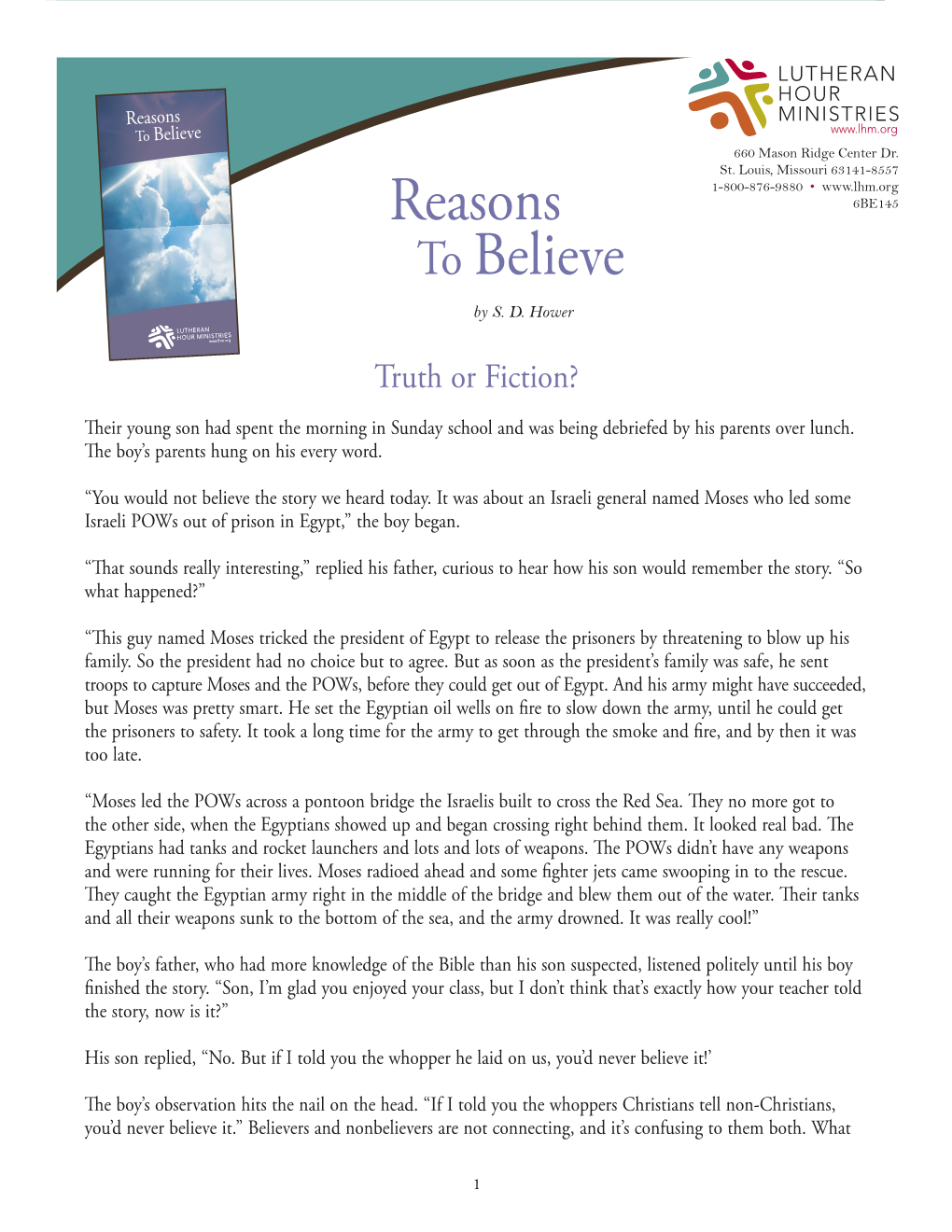 Reasons to Believe to Believe Written to Show the Reasonableness of the 660 Mason Ridge Center Dr