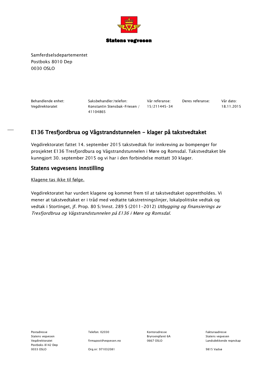 Statens Vegvesen E136 Tresfjordbrua Og Vågstrandstunnelen