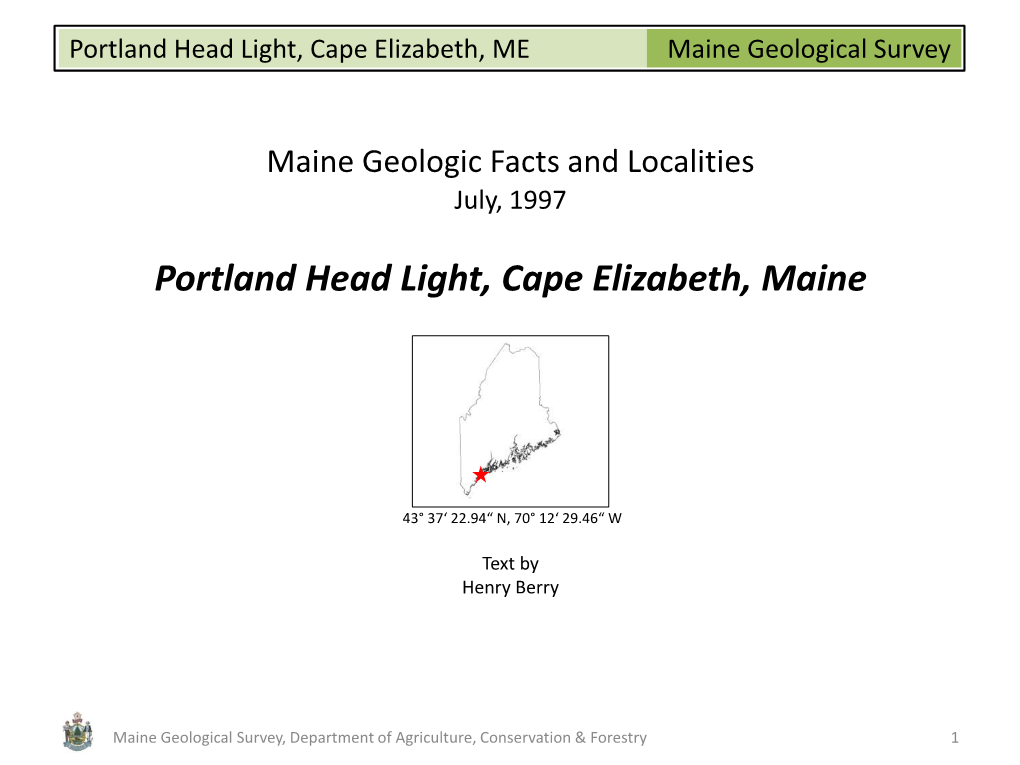 Maine Geological Survey Portland Head Light, Cape Elizabeth, ME