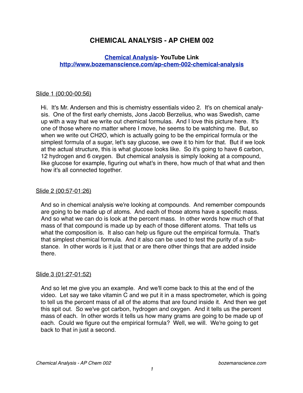 AP Chem-002 Chemical Analysis