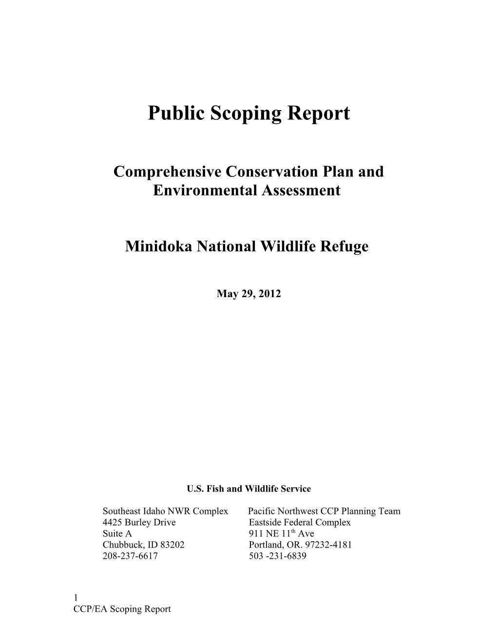 Comprehensive Conservation Plan and Environmental Assessment