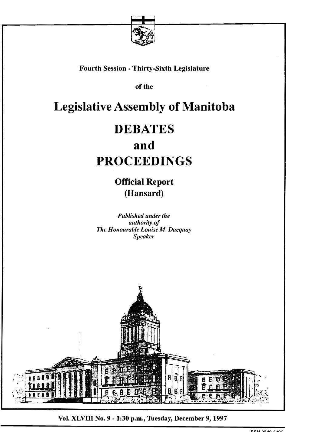 Legislative Assembly of Manitoba DEBATES and PROCEEDINGS