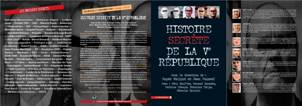 HISTOIRE SECRÈETE DE LA Vèe REPUBLIQUE