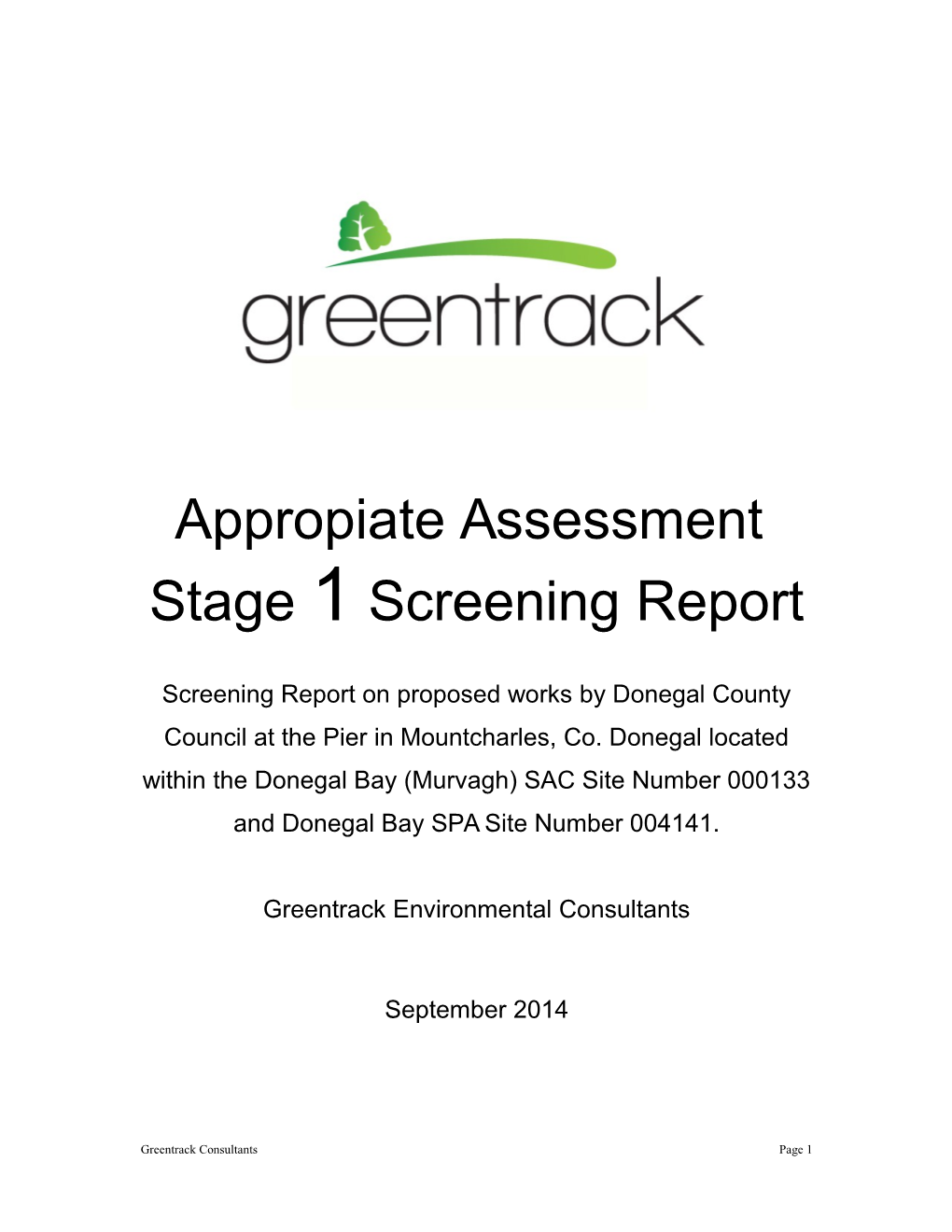 Appropiate Assessment Stage 1 Screening Report