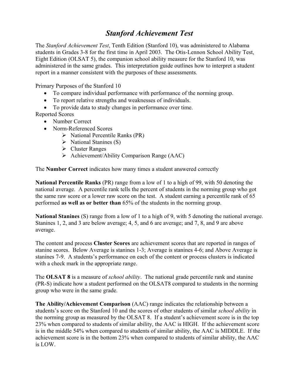 Explaining Test Results To Parents. Eissenberg, Thomas E. & Rudner, Lawrence M.