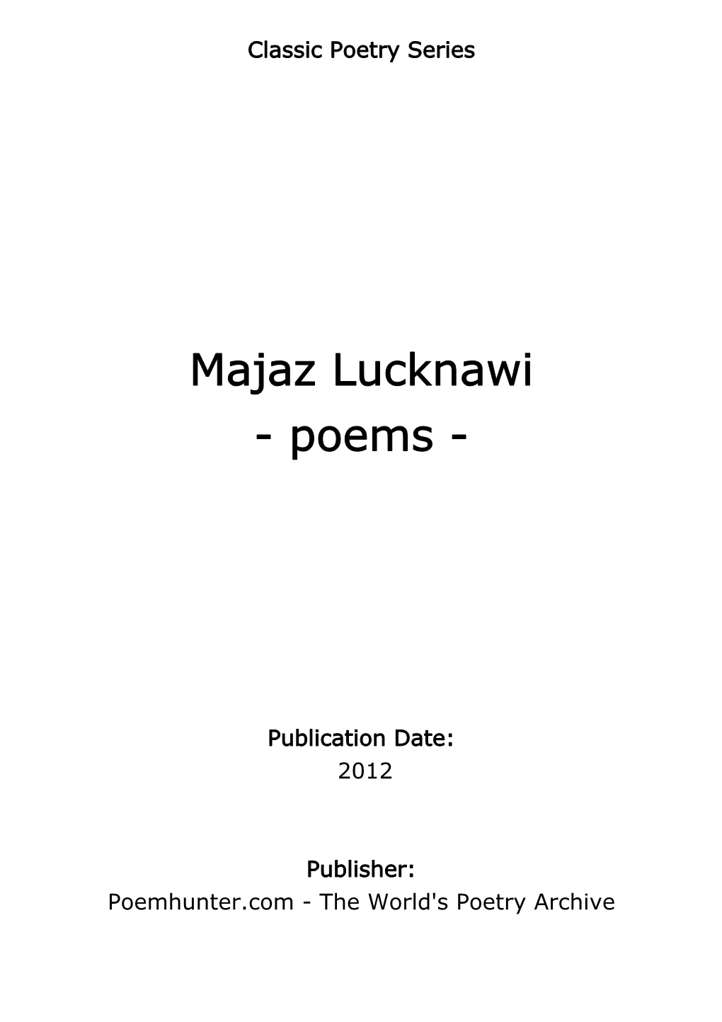 Majaz Lucknawi - Poems