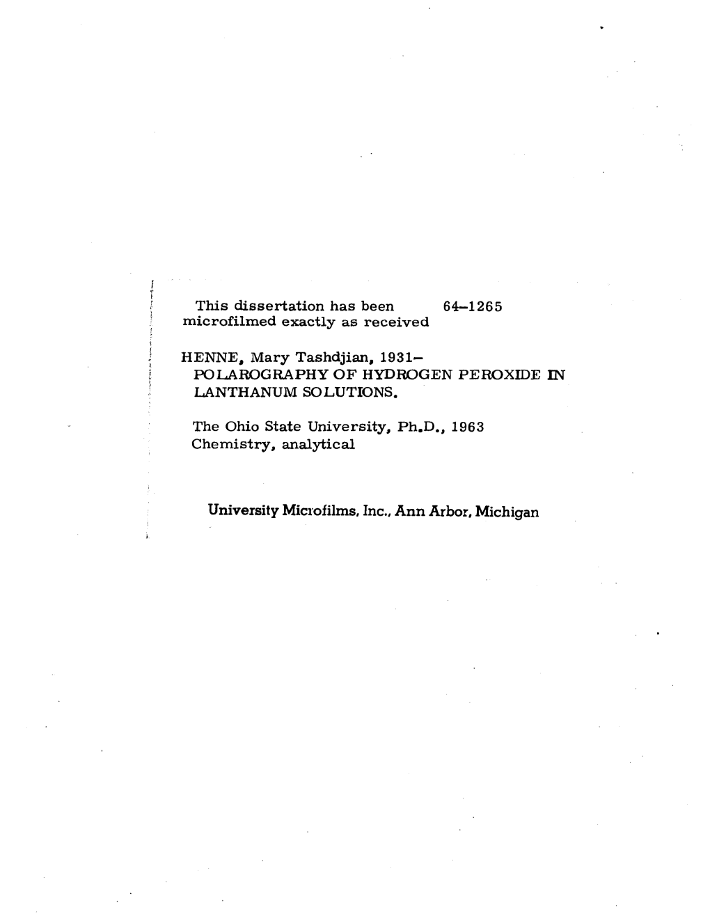 Polarography of Hydrogen Peroxide in Lanthanum Solutions