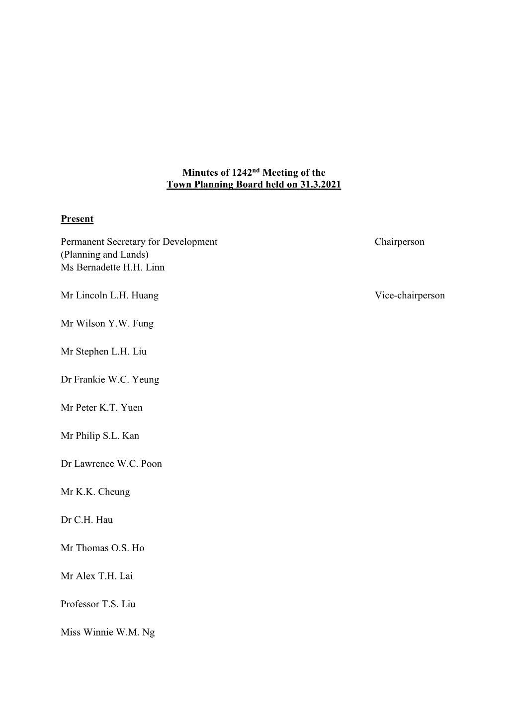 Minutes of 1242Nd Meeting of the Town Planning Board Held on 31.3.2021