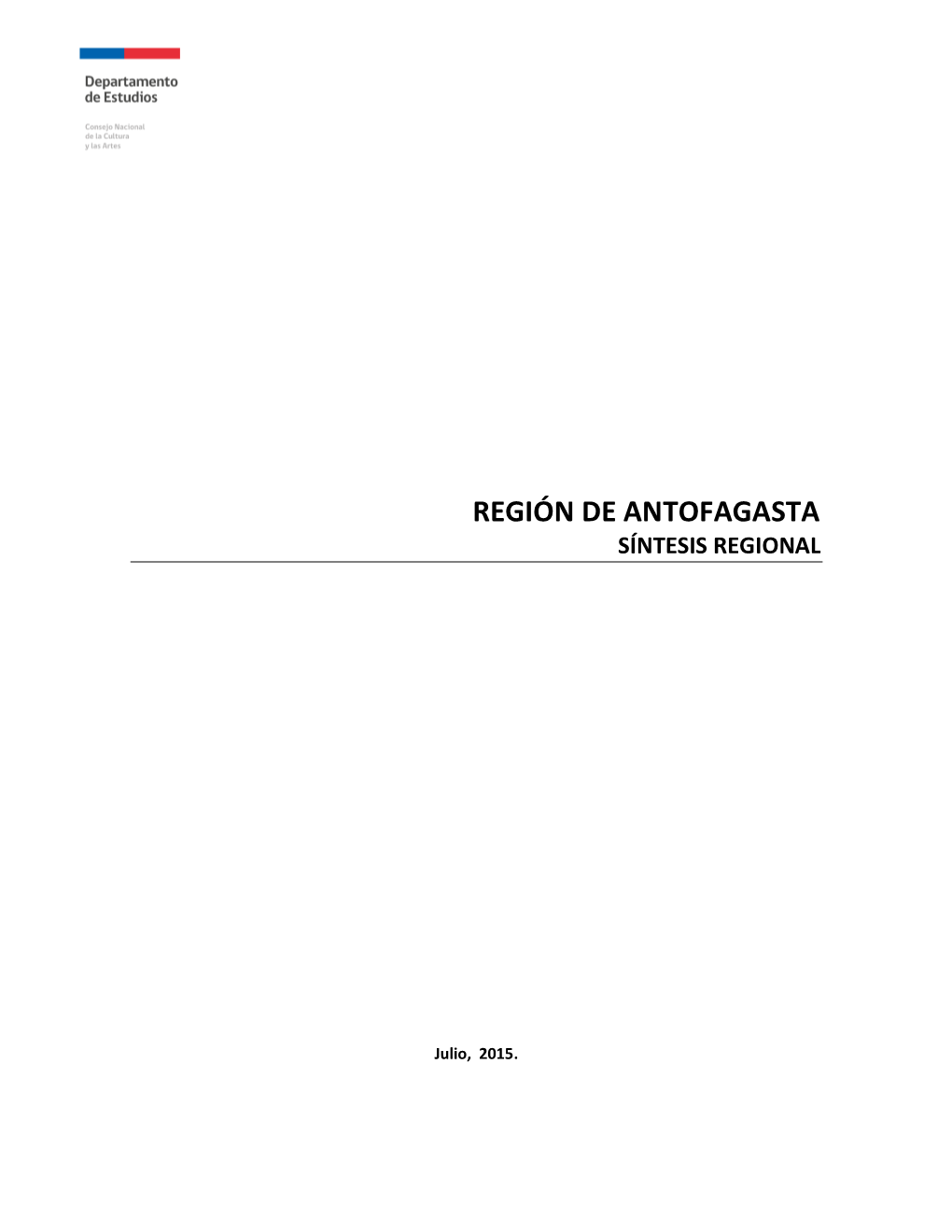 Región De Antofagasta Síntesis Regional