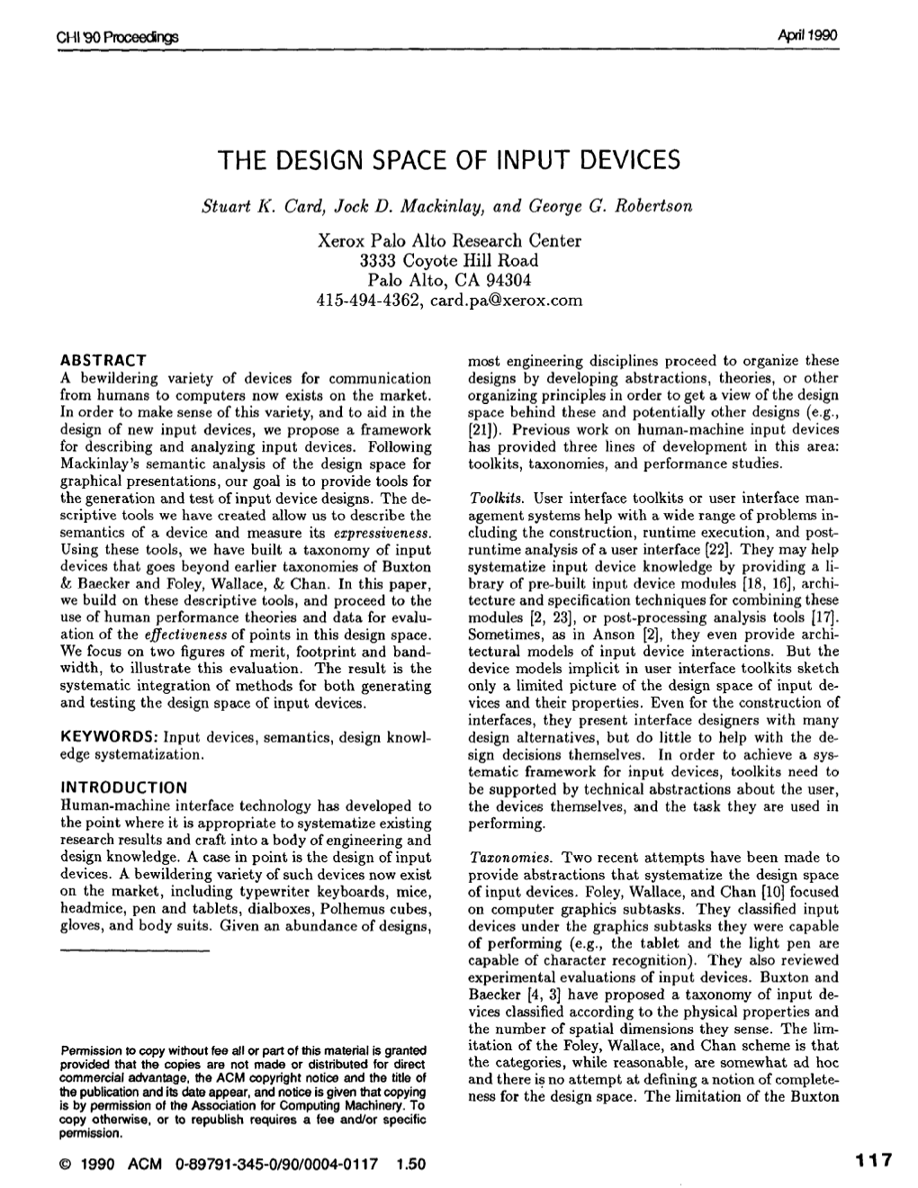 The Design Space of Input Devices